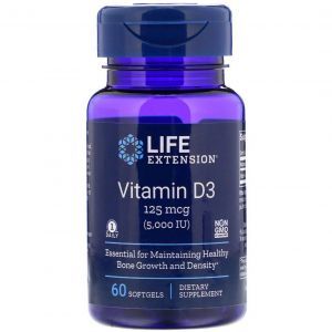 D-3 vitamīns, D3 vitamīns, dzīves pagarināšana, 5000 SV, 60 kapsulas