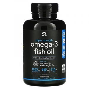 Омега-3, рыбий жир, Omega-3 Fish Oil, Sports Research, 1250 мг,120 гелевых капсул
