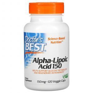 Альфа-липоевая кислота, Alpha Lipoic Acid, Doctor's Best, 150 мг, 120 кап.