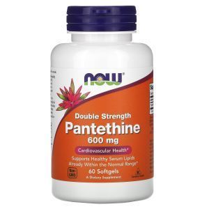 Пантетин, Pantethine, Now Foods, двойная сила, 600 мг, 60 гелевых капсул
