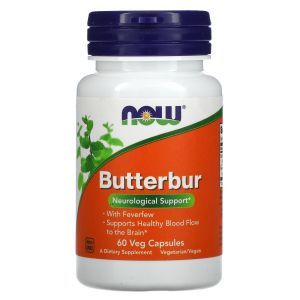 Butterbur, Feverfew, Butterbur, Now Foods, 60 kapsulas
