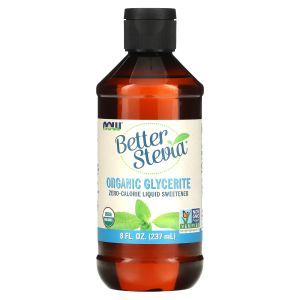 Стевия, Better Stevia, Now Foods, жидкий подсластитель с нулевой калорийностью, органик глицерит, 237 мл
