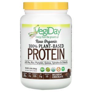Растительный протеин, Raw Organic 100% Plant-Based Protein, Natural Factors, декадентский шоколад, органик, 550 г