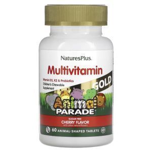 Мультивитамины и минералы для детей, Multi-Vitamin & Mineral Supplement, Nature's Plus, вишневый вкус, 60 таблеток в форме животных
