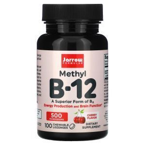 B12 vitamīns, metils B-12, jarrow formulas, 500 mikrogrami, 100 losēnas