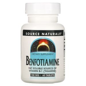 Benfotiamīns, Source Naturals, 150 mg, 60 tabletes