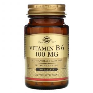 B6 vitamīns, B6 vitamīns, Solgar, 100 mg, 100 tabletes