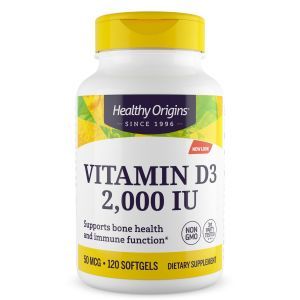 Витамин Д3, Vitamin D3, Healthy Origins, 2000 МЕ, 120 капсул