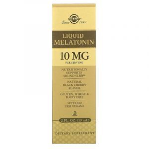 Мелатонин, Melatonin, Solgar, жидкий, вкус черной вишни, 10 мг, 59 мл 
