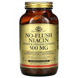 Niacīns (No-Flush Niacin), Solgar, Non-Flush, 500 mg, 250 Veg kapsulas