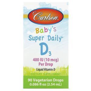 Витамин Д3, Baby's Vitamin D3, Carlson, для детей, 400 МЕ, 2,54 мл