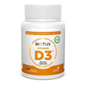 D3 vitamīns, D3 vitamīns, Biotus, 5000 SV, 100 kapsulas