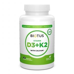 D3 vitamīns, K2 ar kalciju, Biotus, 120 kapsulas