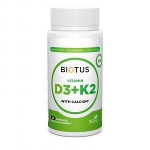D3 vitamīns, K2 ar kalciju, Biotus, 60 kapsulas