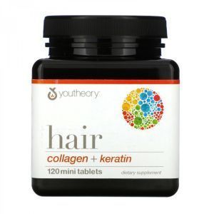 Kolagēns + keratīns matiem, mati, kolagēns + keratīns, jaunības teorija, 120 mini tabletes