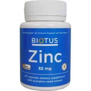 Цинк, Zinc, Biotus, 32 мг, 60 капсул