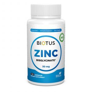 Цинк бисглицинат, Zinc Bisglycinate, Biotus, 30 мг, 100 капсул